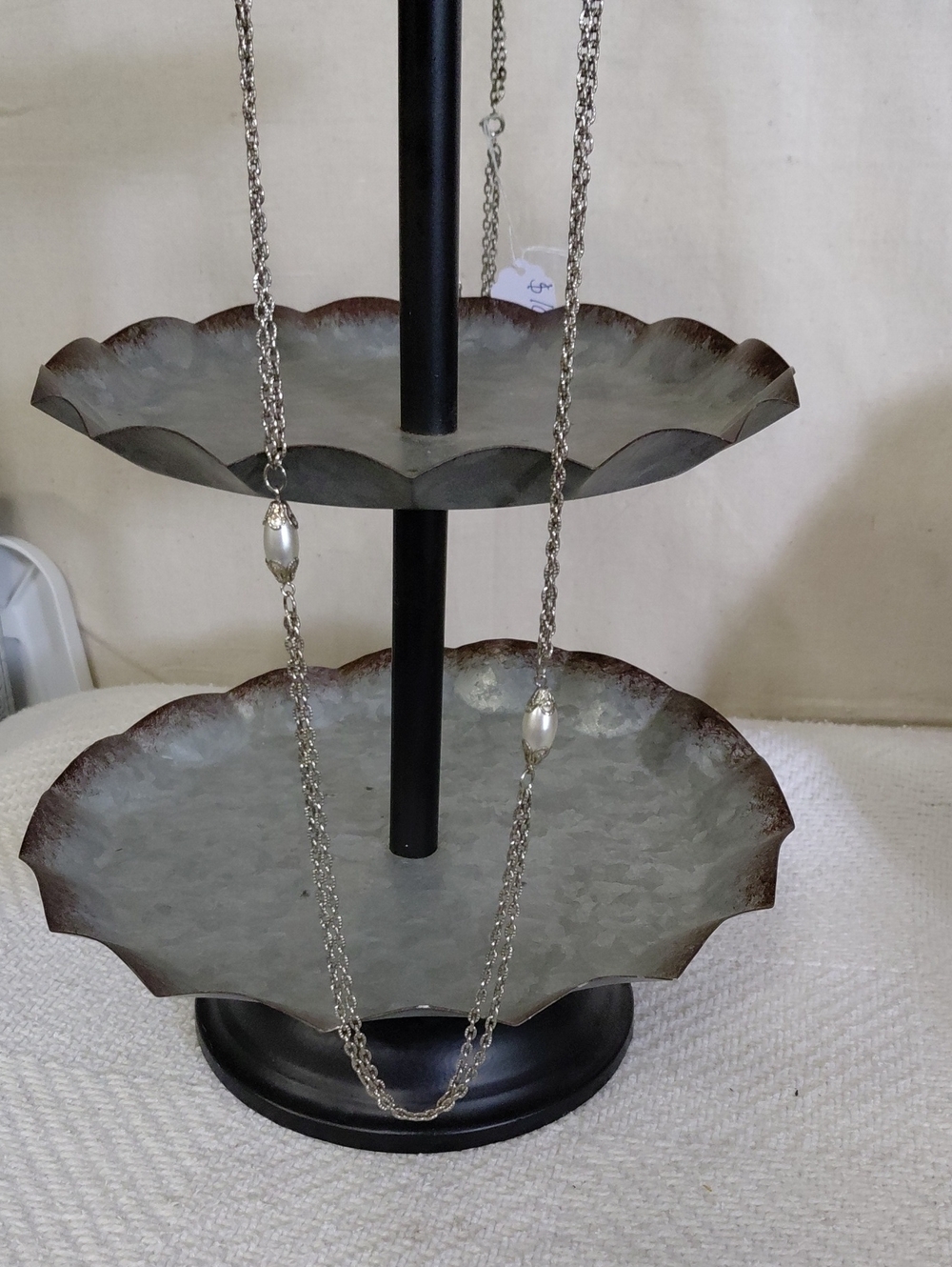 Silver-Tone Layered Chain Necklace with Pearl Accents
